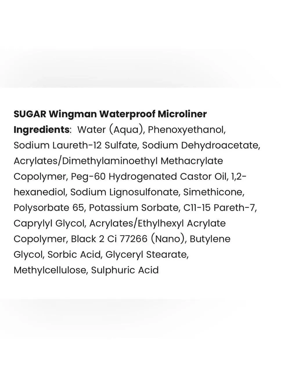 New/Sealed Sugar Wingman Waterproof Microliner Precision Eyeliner I’ll Be Black
